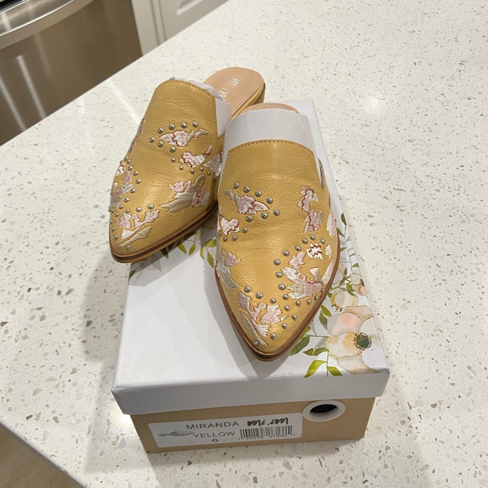 Floral Mustard Mules